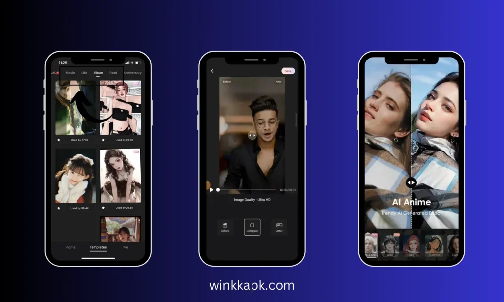 some screenshots of wink apk
