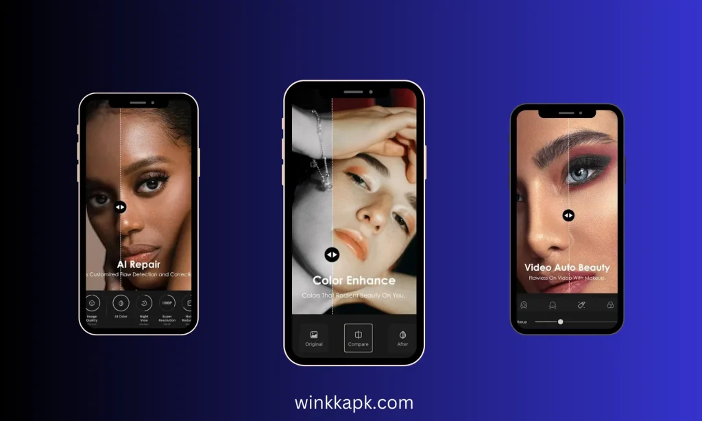 Some screenshots of features of Wink Mod APK