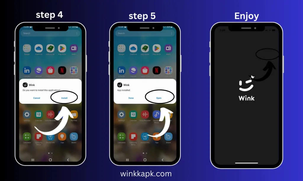 remaining steps to install wink mod APK